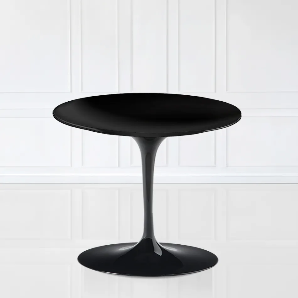 Mesa de centro Tulip Saarinen Alt. 41 con tablero de laminado líquido negro Made in Italy - Escarlata viadurini