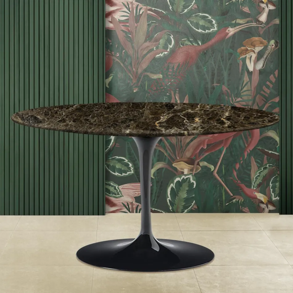 Mesita Tulip Saarinen Alt. 41 con tablero de mármol Dark Emperador Made in Italy viadurini