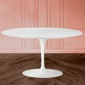 Mesa de centro Tulip Saarinen con tapa ovalada en laminado líquido blanco Alt. 41 Made in Italy - Escarlata