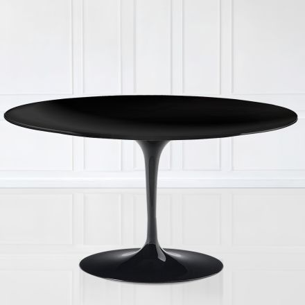 Mesa de Centro Tulip Saarinen Alt. 41 con Tapa Ovalada en Laminado Líquido Negro Made in Italy - Escarlata viadurini