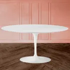Mesa de Centro Tulip Saarinen Alt. 41 en Laminado Líquido Ovalado Blanco Made in Italy - Escarlata viadurini