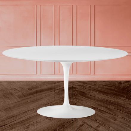 Mesa de Centro Tulip Saarinen Alt. 41 en Laminado Líquido Ovalado Blanco Made in Italy - Escarlata viadurini