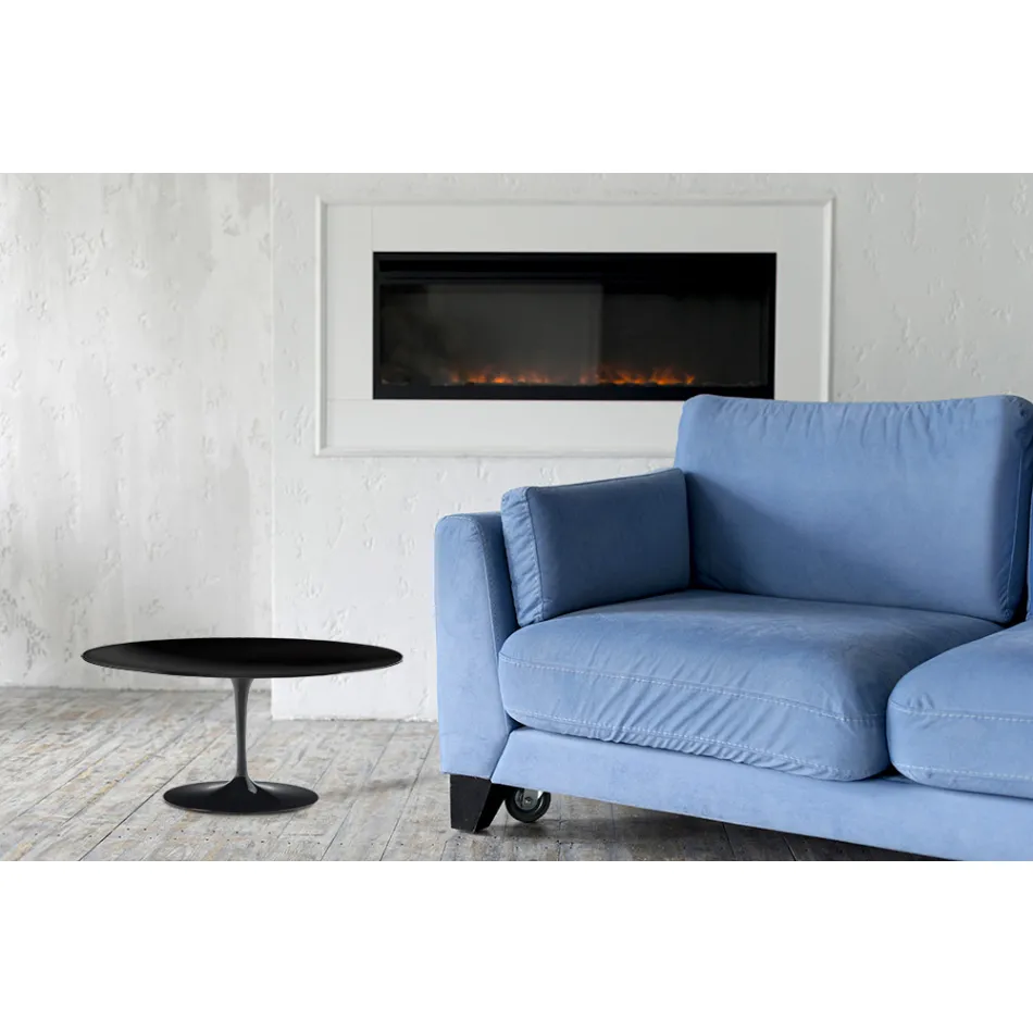 Mesa de Centro Tulip Saarinen Alt. 41 en Laminado Líquido Oval Negro Made in Italy - Escarlata viadurini