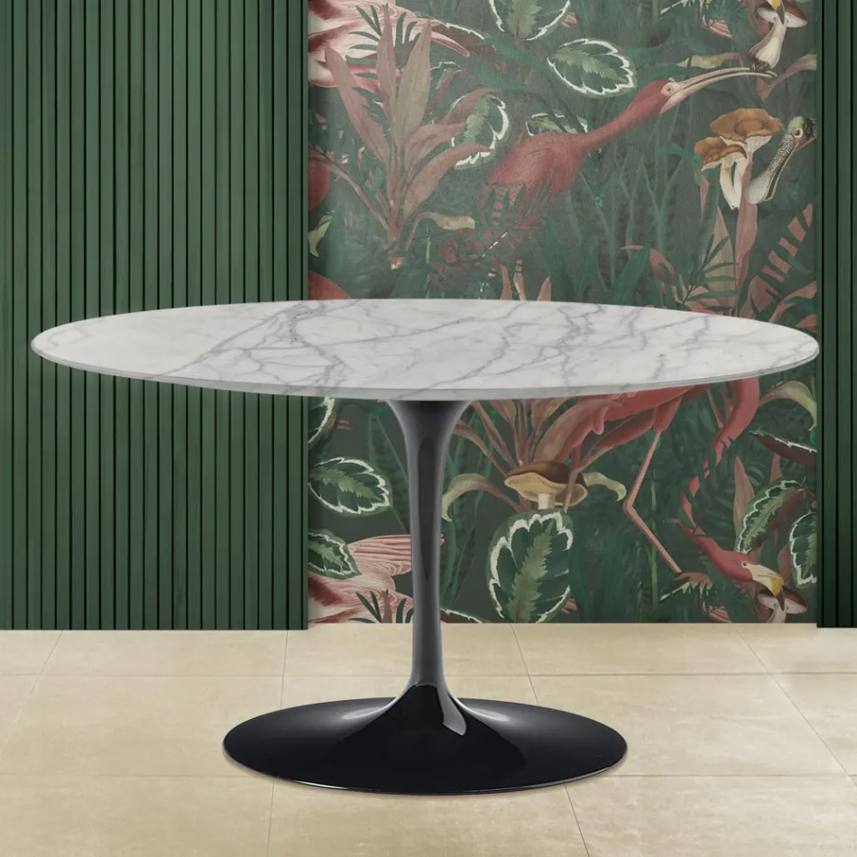 Mesa de Centro Tulip Saarinen Alt. 41 en Mármol Statuarietto Carrara Made in Italy - Escarlata viadurini