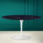 Mesa de centro ovalada Tulip Saarinen H 41 con tapa de cerámica Noir Laurent viadurini