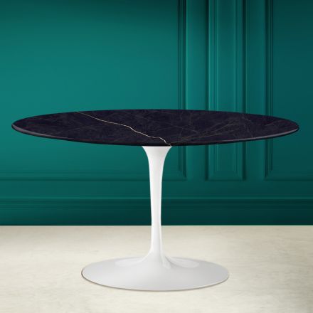 Mesa de centro ovalada Tulip Saarinen H 41 con tapa de cerámica Noir Laurent viadurini
