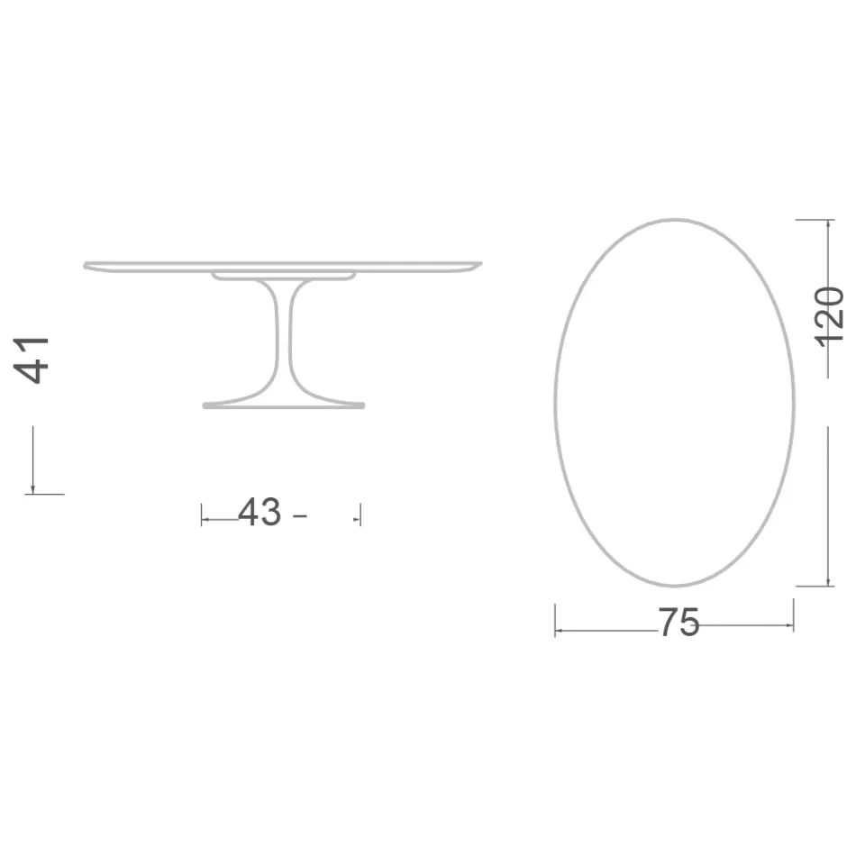 Tulip Saarinen H 41 Mesita Ovalada de Cerámica Calacatta Michelangelo viadurini