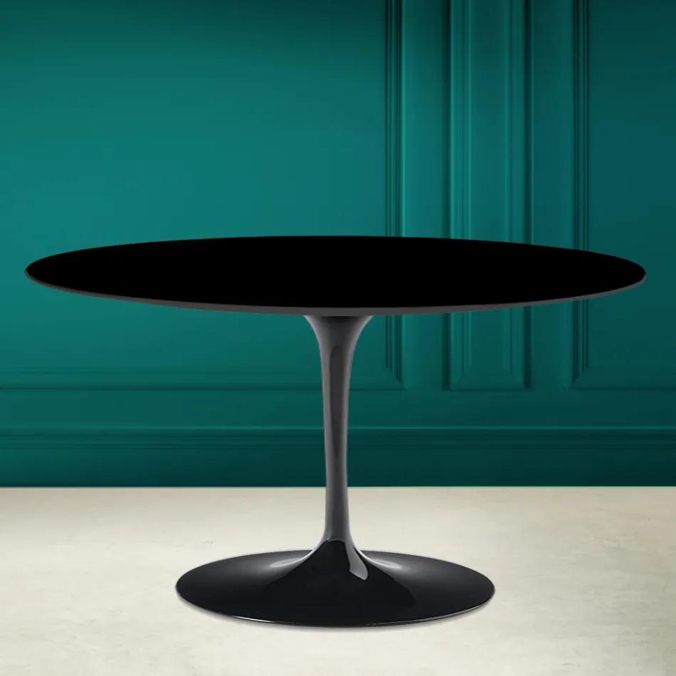 Mesa de centro ovalada Tulip Saarinen H 41 en cerámica Absolute Black Made in Italy - Escarlata viadurini