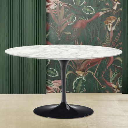 Mesa de centro ovalada Tulip Saarinen H 41 en mármol de Carrara Made in Italy - Escarlata viadurini