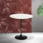 Mesa de centro Tulipán de Saarinen, 52 cm de altura, en cerámica Florim blanca mate - Escarlata viadurini