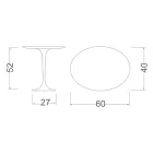 Mesita Tulip Saarinen Alt. 52 con tapa ovalada de laminado líquido blanco Made in Italy - Escarlata viadurini