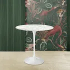 Mesa de centro Tulip Saarinen Alt. 52 con tablero ovalado de mármol de Carrara Made in Italy - Escarlata viadurini