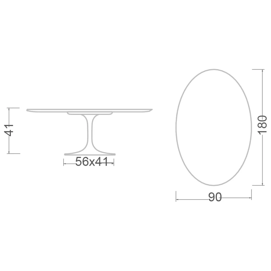 Mesita ovalada Alt. 41 Tulip Saarinen en blanco absoluto Made in Italy - Escarlata viadurini