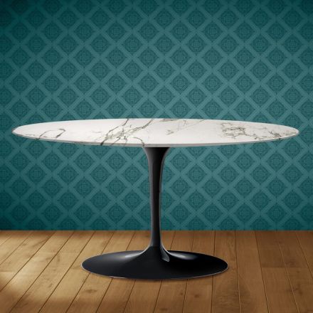 Mesa de centro Tulip de Saarinen, ovalada, 41 cm de alto, cerámica Aura 22, fabricada en Italia - Scarlet viadurini