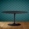 Mesa de centro Tulipán de Saarinen, ovalada, 41 cm de alto, cerámica Domoos, fabricada en Italia - Escarlata
