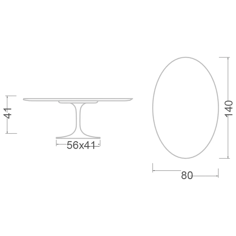 Tulip Saarinen Mesita Ovalada Alt. 41 de Cerámica Entzo Made in Italy - Escarlata viadurini