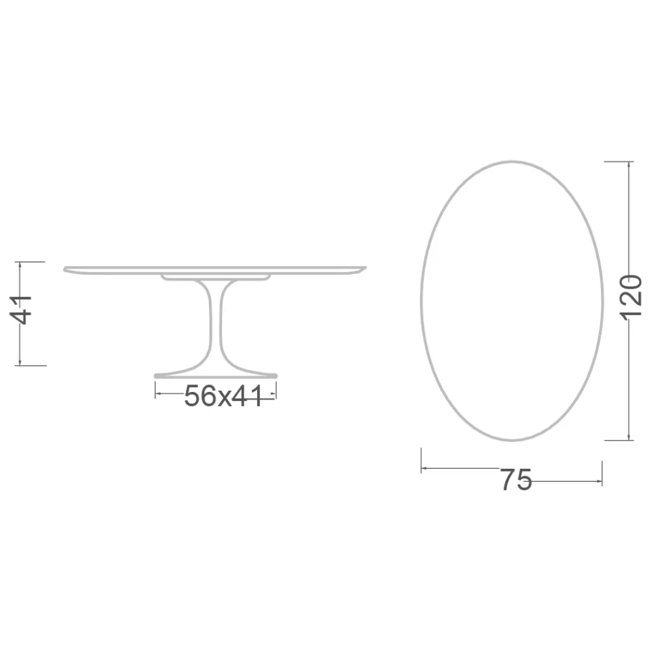 Mesa de centro Tulipán de Saarinen, ovalada, 41 cm de alto, cerámica Marmorio, fabricada en Italia - Escarlata viadurini