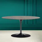 Mesita ovalada Tulip Saarinen Alt. 41 de cerámica piedra gris Made in Italy - Escarlata viadurini