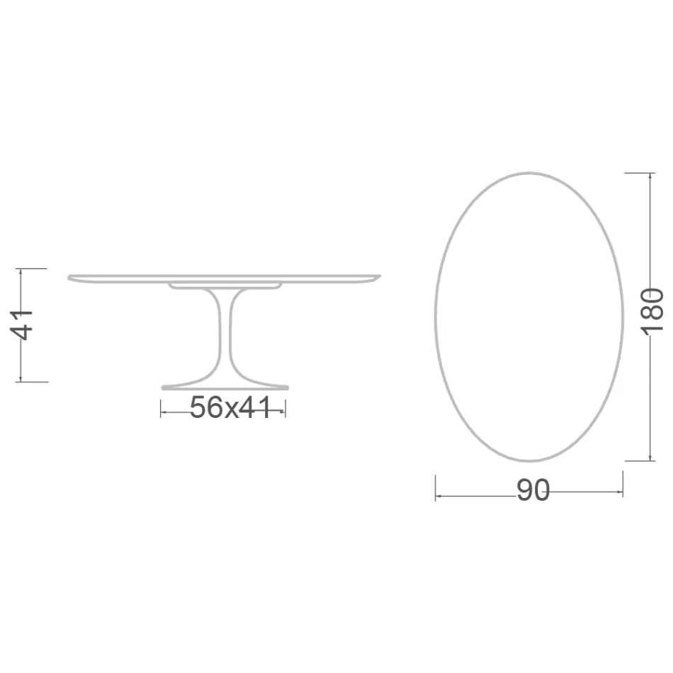 Mesa de centro ovalada Tulip de Saarinen, 104 cm de altura, cerámica Somnia, fabricada en Italia - Escarlata viadurini