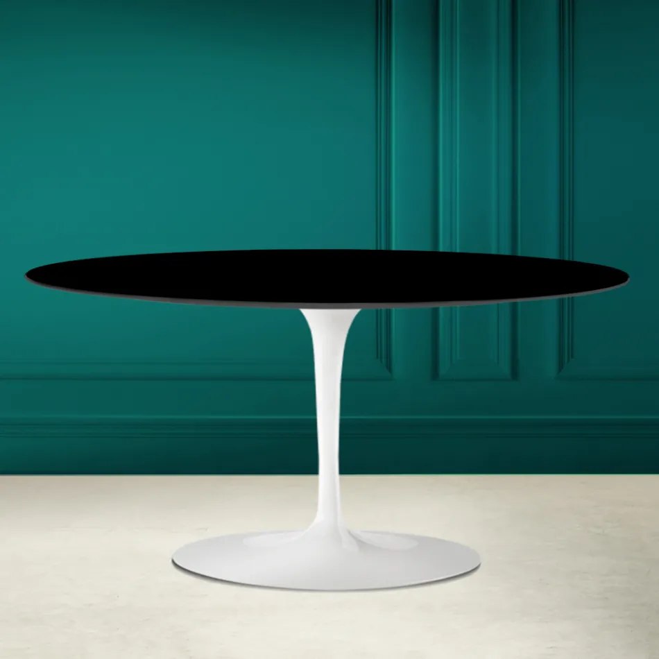 Mesita ovalada Tulip Saarinen Alt. 41 en negro absoluto Made in Italy - Escarlata viadurini