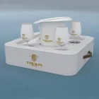 Mesa de centro - Bandeja de diseño flotante en piel ecológica náutica Trona viadurini