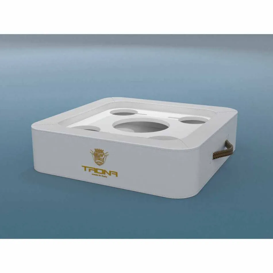 Mesa de centro - Bandeja de diseño flotante en piel ecológica náutica Trona viadurini