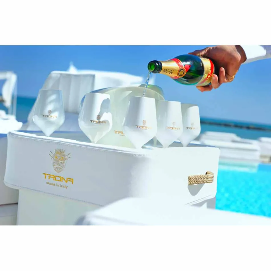 Mesa de centro - Bandeja flotante en ecopiel náutica y plexiglás Trona viadurini