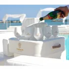 Mesa de centro - Bandeja flotante en ecopiel náutica y plexiglás Trona viadurini