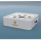 Mesa de centro - Bandeja flotante en ecopiel náutica y plexiglás Trona viadurini