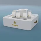 Mesa de centro - Bandeja flotante en ecopiel náutica y plexiglás Trona viadurini