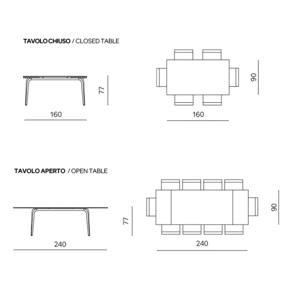 Mesa extensible de 160/240 x 90 cm en piedra sinterizada con efecto mármol - Samus viadurini