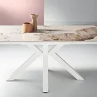 Mesa extensible de 160/240x91 cm en piedra sinterizada con efecto mármol - Palazzo viadurini