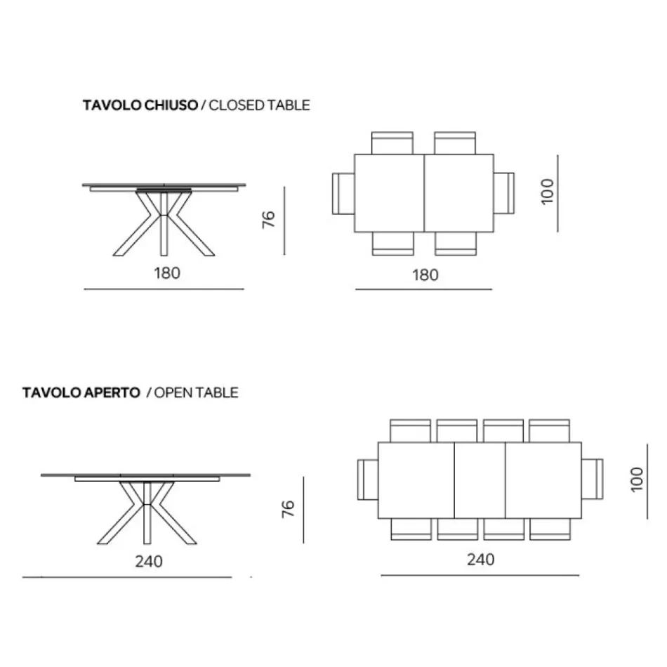 Mesa extensible de 180/240x100 cm en piedra sinterizada con efecto mármol - Loggia viadurini