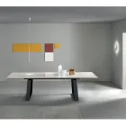 Mesa extensible 3 m patas de metal con tapa de cerámica brillante - Papusca viadurini