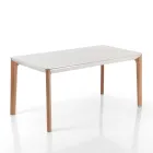 Mesa extensible hasta 180 cm con patas de madera maciza color roble y rutenio viadurini