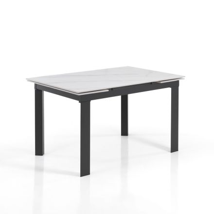Mesa extensible hasta 180 cm Acabado Mármol Blanco - Brotola viadurini