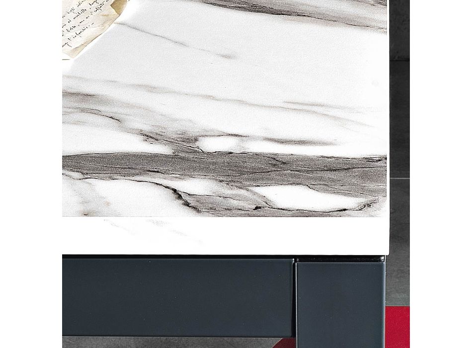 Mesa extensible hasta 180 cm en metal antracita Made in Italy - Beatrise viadurini