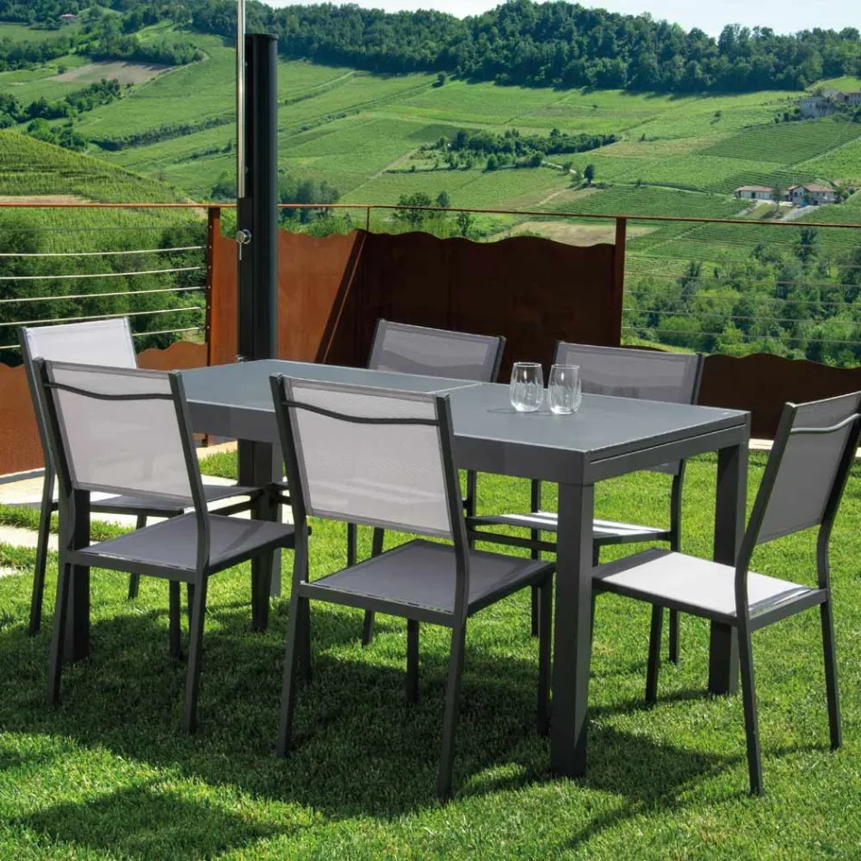 Mesa extensible 180 cm o 220 cm con tablero de cristal templado - Cartellina viadurini