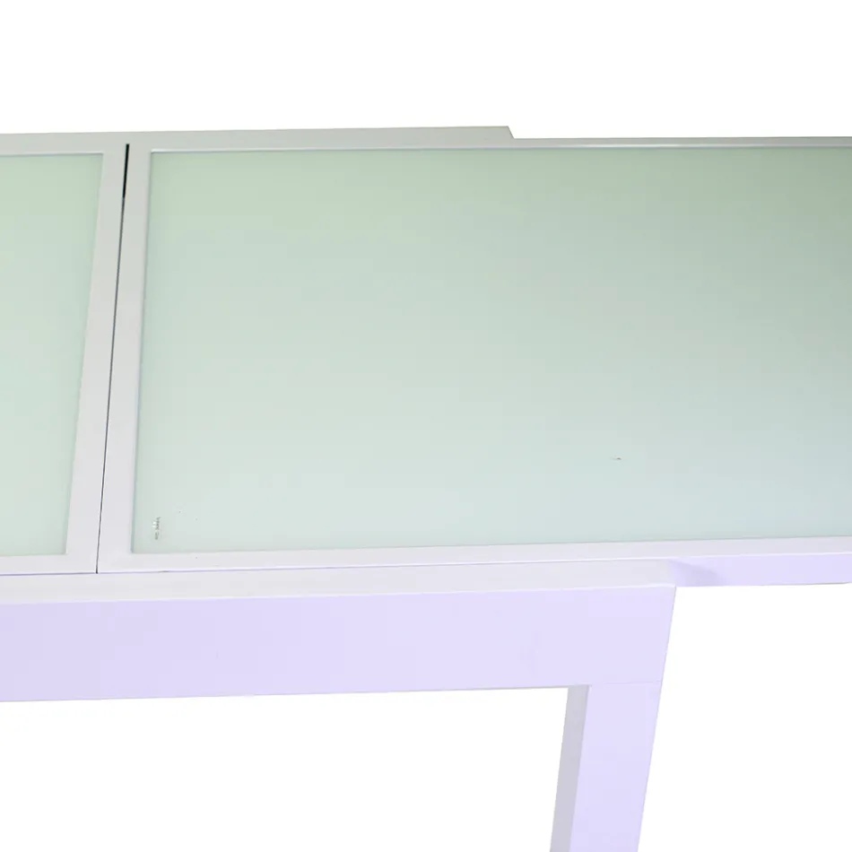 Mesa extensible 180 cm o 220 cm con tablero de cristal templado - Cartellina viadurini