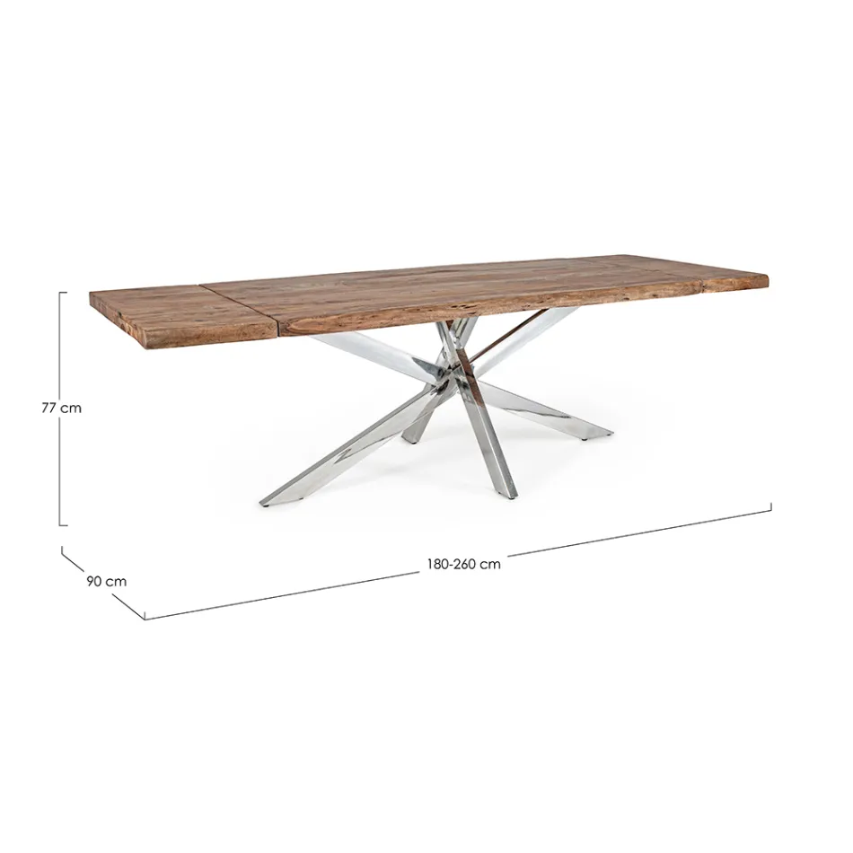 Mesa Extensible hasta 2,6 m en Madera Hecha a Mano Homemotion - Plutarco viadurini