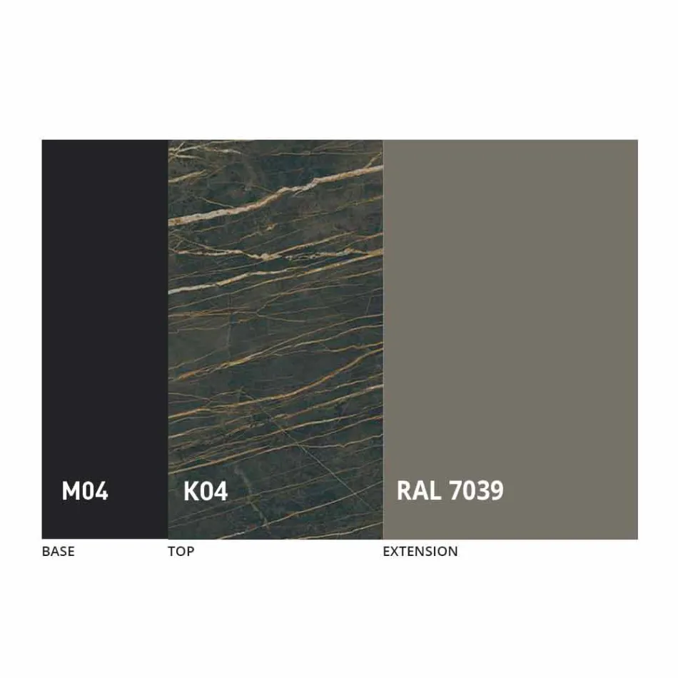 Mesa de comedor extensible hasta 2,8 m con patas de cerámica y metal - Paoluccio viadurini