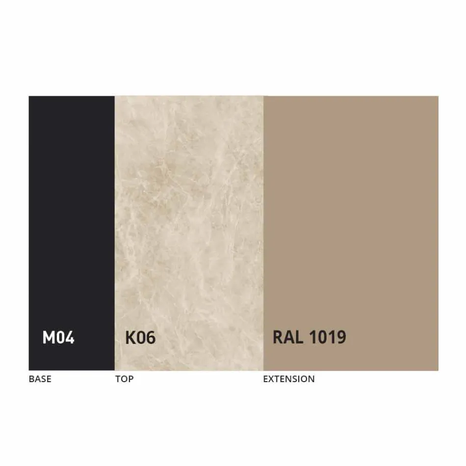 Mesa de comedor extensible hasta 2,8 m con patas de cerámica y metal - Paoluccio viadurini