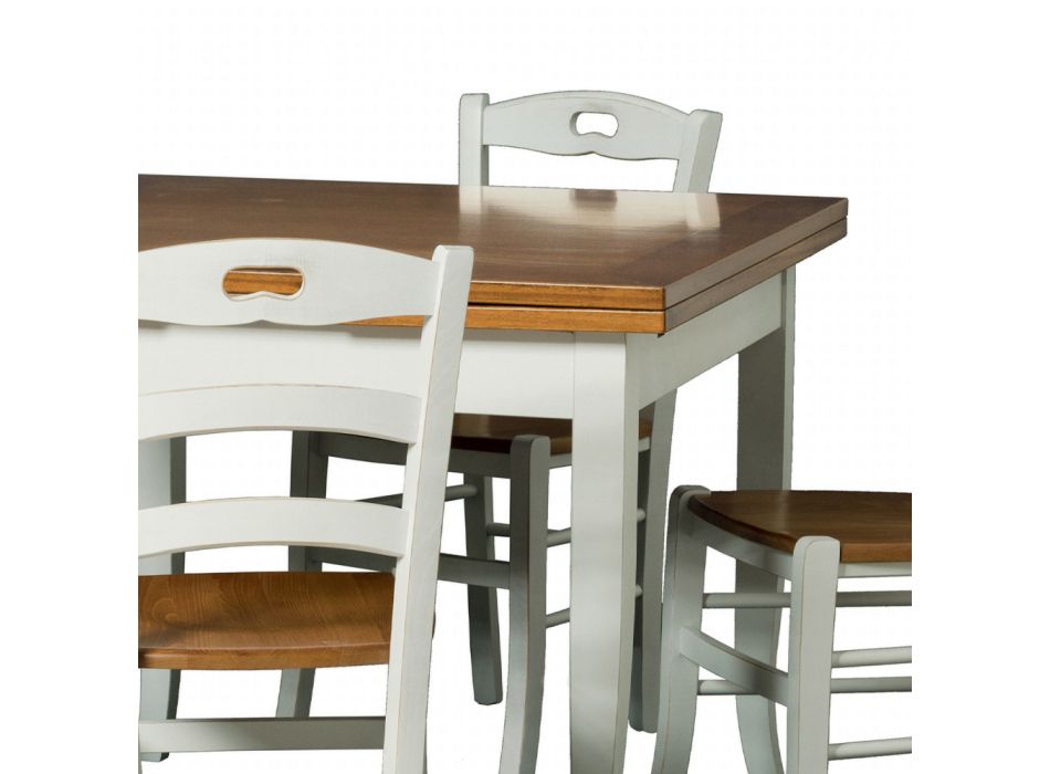 Mesa extensible hasta 200 cm con 4 sillas de madera Made in Italy - Amatista viadurini