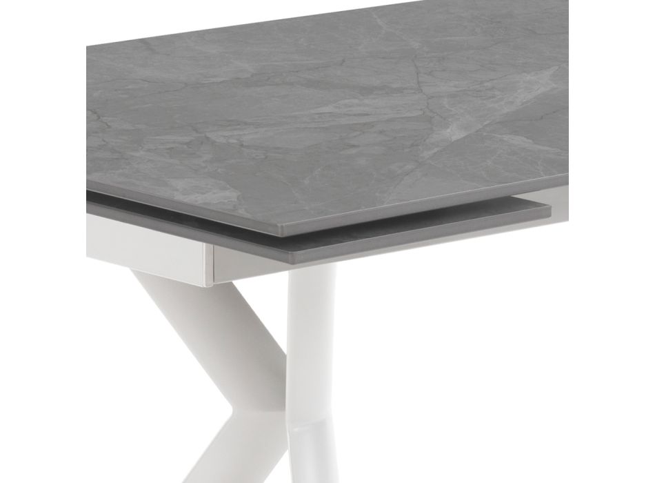 Mesa extensible hasta 200 cm en cerámica y acero - Belone viadurini