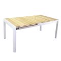 Mesa extensible 240 cm de aluminio blanco y tablero de teca - Diario