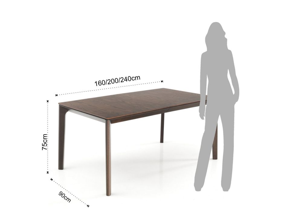 Mesa extensible hasta 240 cm en madera con tapa en MDF - Rutenio viadurini