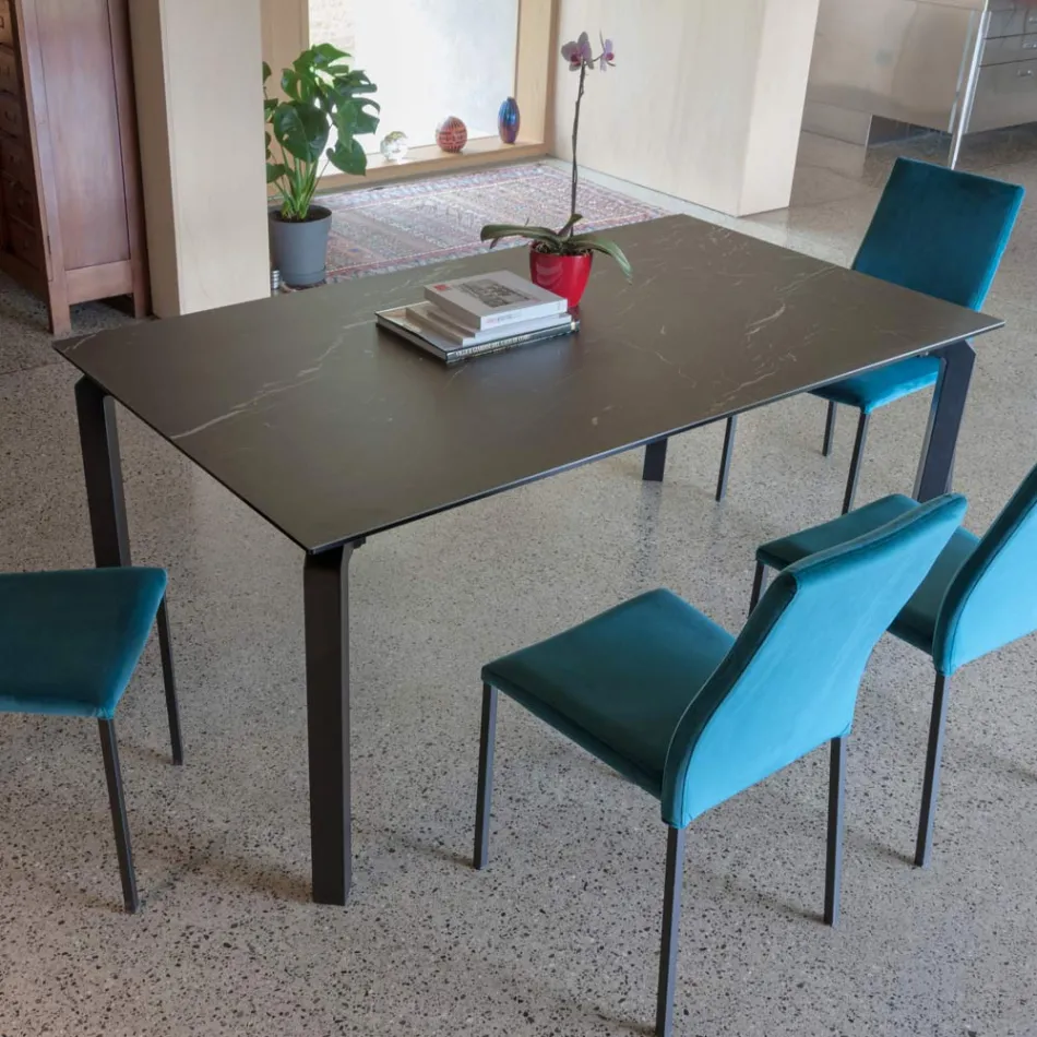Mesa extensible de 240 cm en metal y tablero de vitrocerámica - Lumera viadurini