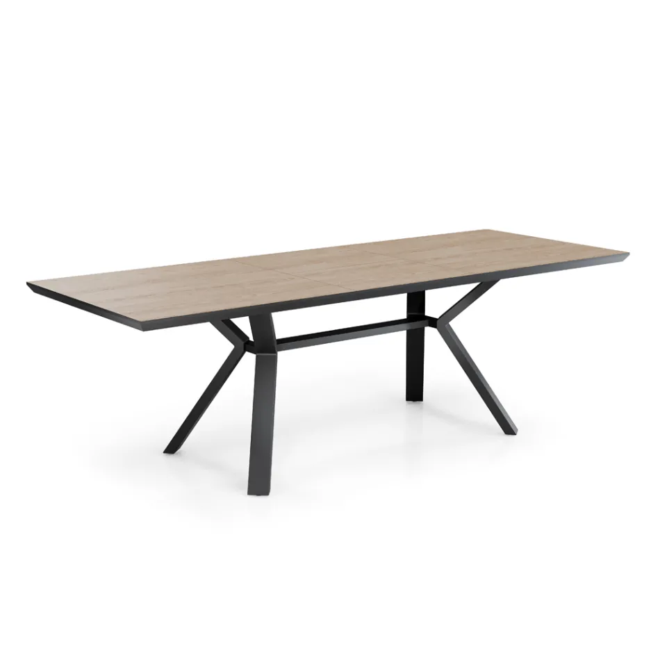 Mesa Extensible hasta 240 cm en Metal Negro y MDF - Donzella viadurini