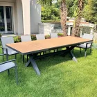 Mesa extensible de 263 cm en aluminio y teca maciza - Lilia viadurini