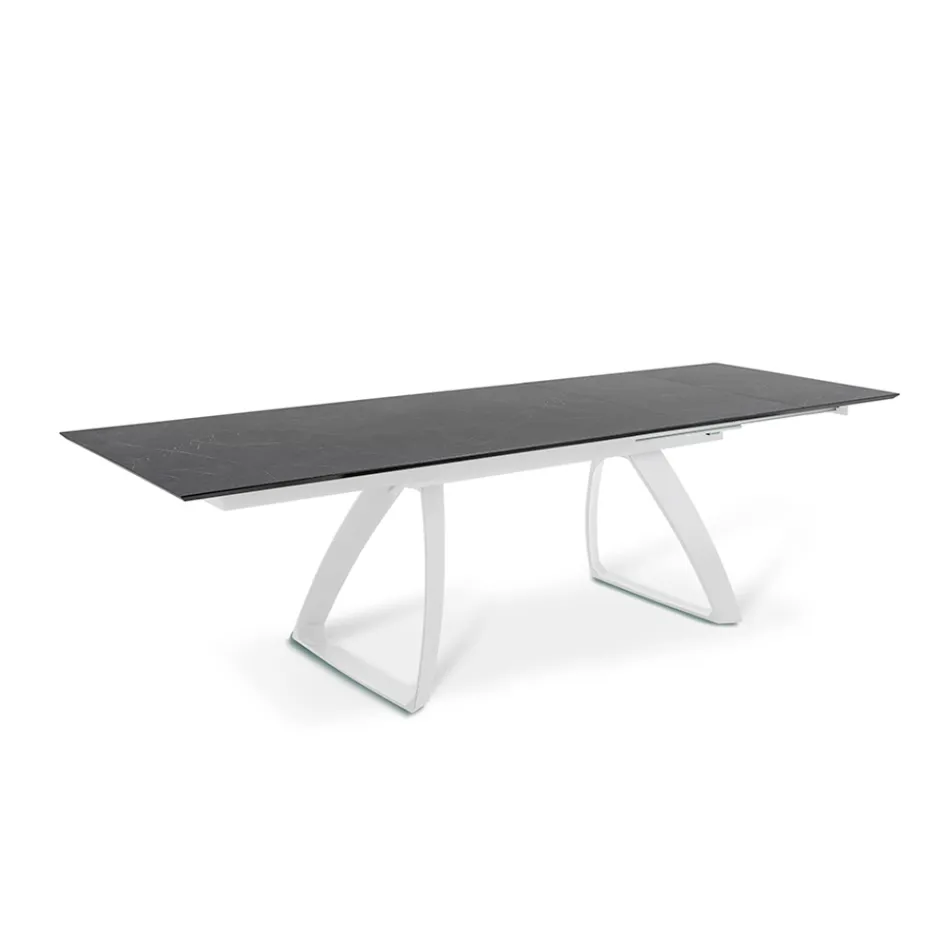 Mesa extensible hasta 270 cm con tapa de HPL y base de aluminio - Villongo viadurini